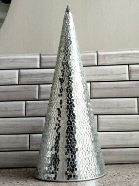Mirrored Mosaic Silver Cone Tree